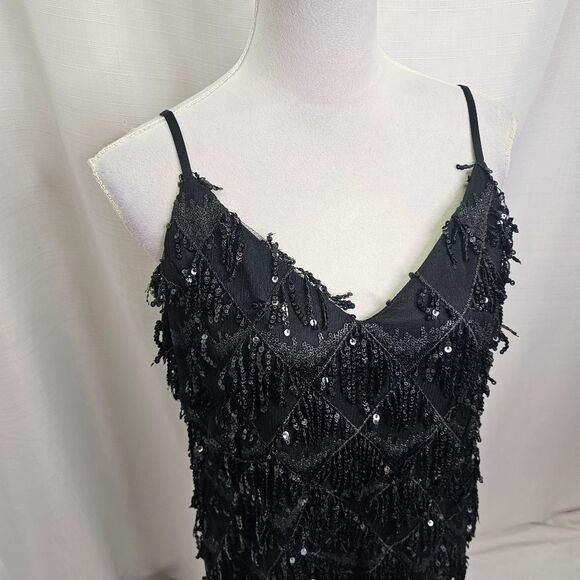 **SOLD** Black Sequin Fringe Party Dress Size XL - Picture 6 of 13